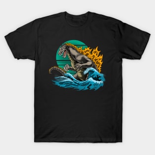 godzilla wave retro T-Shirt